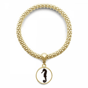 black hippocampus marine life pattern en bracelet round pendant jewelry chain