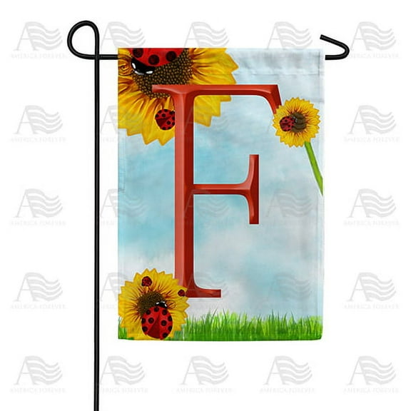 America Forever Summer Sunflower Ladybugs Monogram Garden Flag Letter F 12.5 x 18 inches Yellow Floral Spring Double Sided Vertical Outdoor Yard Lawn Decorative Yellow Hello Sunshine Garden Flag