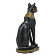 thumbnail image 5 of Black And Gold Egyptian Goddess Bastet Cat Sitting Figurine 9"H Decor Statue, 5 of 10