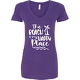 thumbnail image 3 of Inktastic Spring Break the Beach is My Happy Place Women's V-Neck T-Shirt, 3 of 5