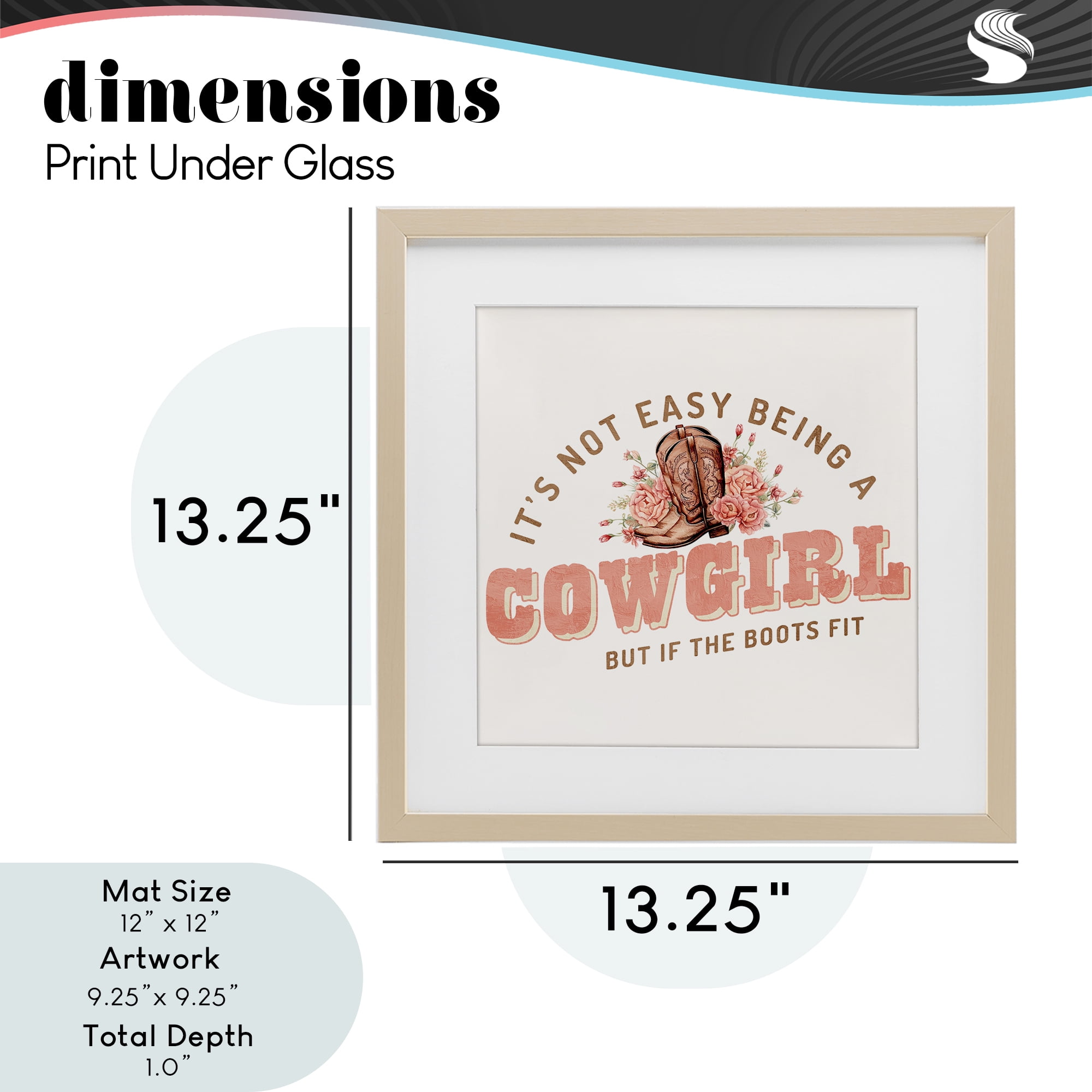 Not Easy Being Cowgirl Birch Framed Print Under Glass, design by Kim Allen