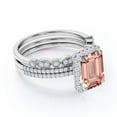 thumbnail image 4 of JeenMata Beautiful 1.75 Carat Emerald Cut created morganite and Moissanite Trio Wedding Ring Set in White Gold, 4 of 6