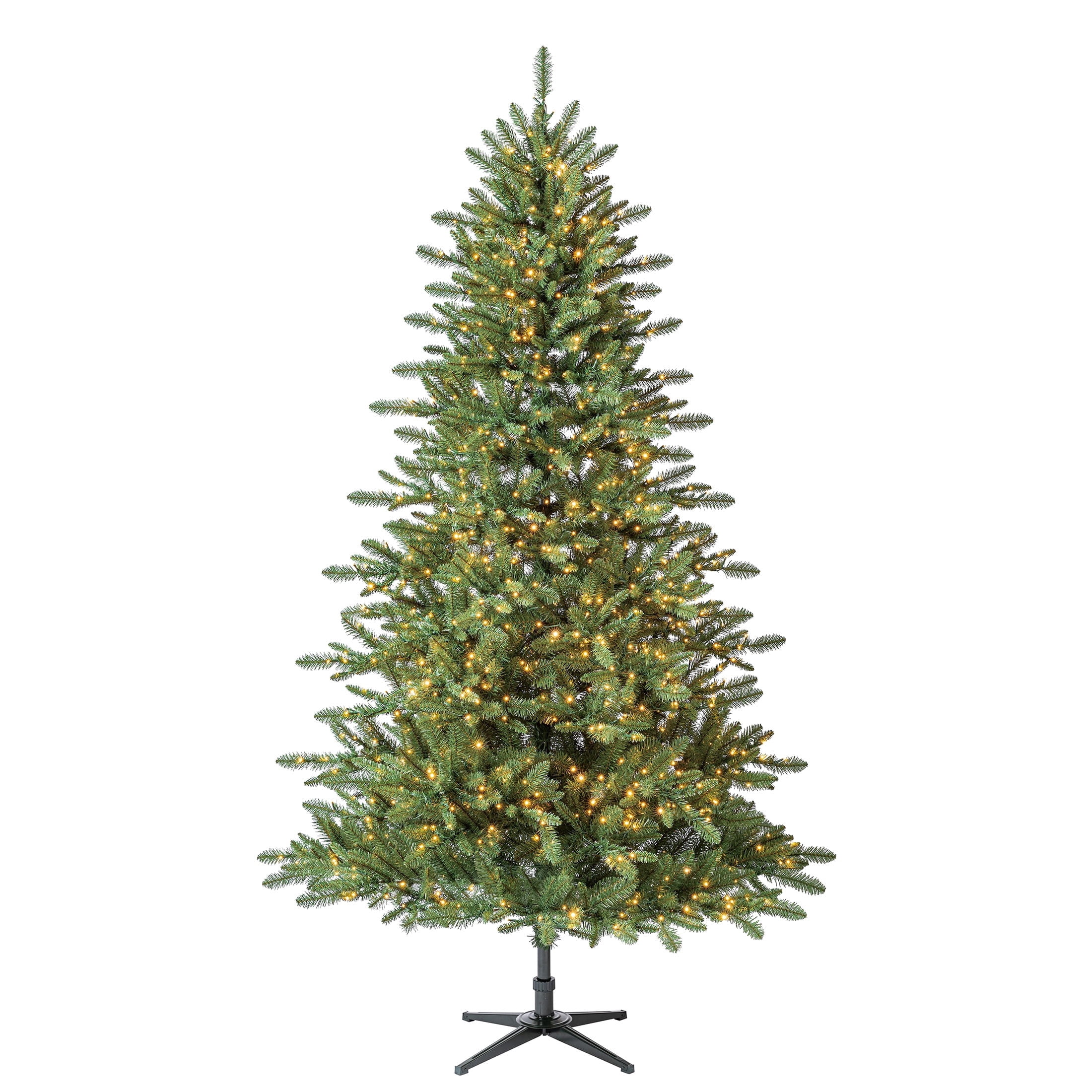 7.5' Pre-Lit Milford Pine Green Artificial Christmas Tree with LumaDazzle Color-Changing Twinkle LED Lights, Quick Set, and Stand, by Holiday Time