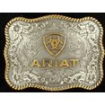 thumbnail image 2 of Ariat Rectangle Filigree Swirl Gold/Silver Tone Logo Belt Buckle A37007, 2 of 6