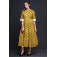 thumbnail image 4 of Bimba Floral Button Down Dress Print Mandarin Collar Roll Up Sleeves Shirt Dress-Medium, 4 of 5