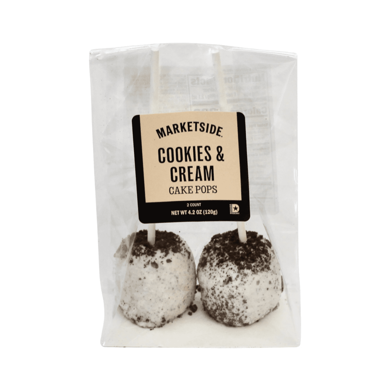 Marketside Cookies & Cream Flavored Cake Pops, 4.2 oz, 2 Count (Ready to Eat)