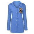 thumbnail image 4 of Pompotops Mode Femmes Bouton Imprimé Manches Longues Inch Chemise Tour-Down Col Tops Blouse, 4 of 9