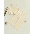 thumbnail image 4 of Miaouyo Baby Girl 2Pcs Summer Outfits Sleeveless Ruffle Cami Tops + Wide Leg Pants Set Toddler Clothes, 4 of 9