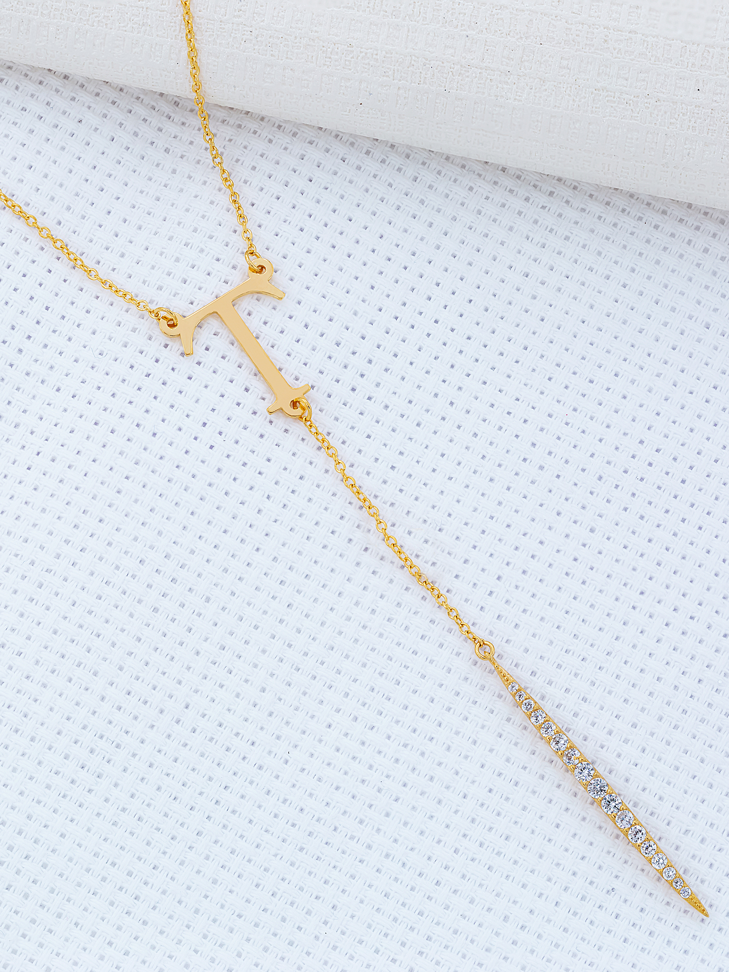 Initial Drop Necklace with Cubic Zirconia