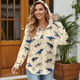 thumbnail image 3 of DISNIMO Shark Printed Shirts for Women Waffle Hoodies V Neck Sweatshirts Long Sleeve Pullover Tops for Daily Wear, XL, 3 of 7