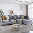 thumbnail image 6 of YOUDENOVA L Shaped Sectional Couch, 5 Seats Convertible Modular Sectional Couch with Storage Ottomans, Modern Comfy Chenille Sofa Set with Charging Station for Living Room, Office, Light Grey, 6 of 10