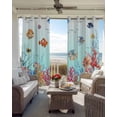 thumbnail image 6 of Turquoise Ocean Life Blackout Curtains for Bedroom Living Room Darkening Curtains 54 Inch Long Summer Coastal Coral Fishes Short Curtain for Small Window Treatment Insulated Grommet Drapes 52"x54"x2, 6 of 9