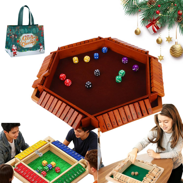 Montessori Number Knockdown Game, Shut the Box-Wooden Dice Board Game, 2-8 Player Shut the Box Wooden Dice Board Games, Classic Tabletop Version Family Games for Classroom, Home, Party (6PlayerE)