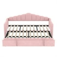 thumbnail image 4 of Velvet Twin Size Daybed with Adjustable Height Pop-up Twin Trundle, Built-in USB & Type-C Charging Port, Upholstered Day Bed Frame with 2 Side Pockets, No Box Spring Needed, Pink, 4 of 10