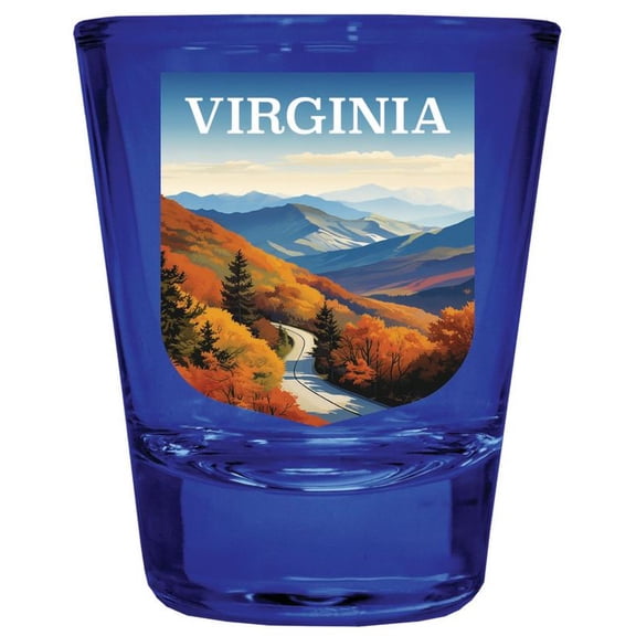 Virginia Design A Souvenir Full Color 2 oz Round Shot Glass Blue