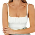 thumbnail image 2 of LYEAA Tank Tops Cami for Women Sleeveless Pleated Summer Fitted Casual Cropped Camisole Solid Spaghetti Strap Vacation Beach Fashion Pullover Vest Breathable Soft Loungewear Going Out Clothes White S, 2 of 4