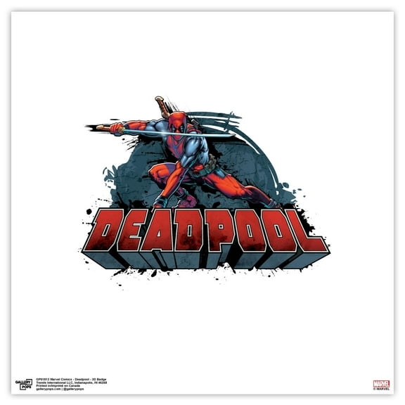 Gallery Pops Marvel Comics - Deadpool - 3D Badge Wall Art, Unframed Version, 12" x 12"
