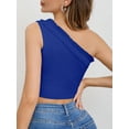 thumbnail image 4 of Womens Cute Ruffle One Shoulder 2024 Tank Top Knit Ribbed Trendy Sexy Summer Sleeveless Crop Tops, 4 of 6