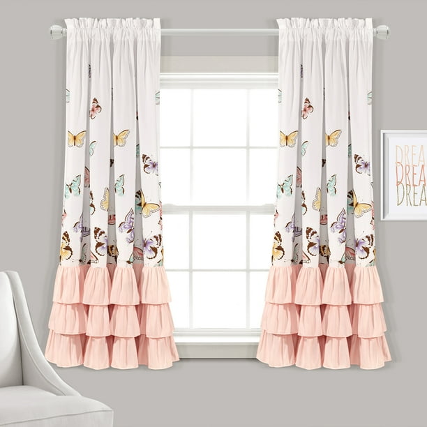 Lush Decor Pink Flutter Butterfly Set di 4 pezzi Copriletto Trapunta Carino (Full), Poliestere