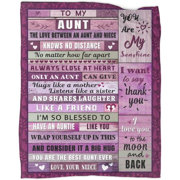 Auntie Gifts from Niece Soft Throw Blanket Best Aunt Gifts Birthday Gift for Aunt Flannel Warm 50" x 60"