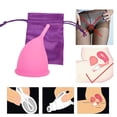 thumbnail image 4 of Solución ecológica para el período, alternativa reutilizable a los tampones y compresas, cuidado de la higiene femenina en copa menstrual de silicona rosa, 4 of 8