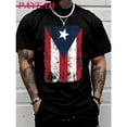 thumbnail image 2 of 【New Arrival】Men's Vintage Puerto Rico Flag Graphic T-Shirt Casual Cotton Short Sleeve Distressed Patriotic Tee, 2 of 6
