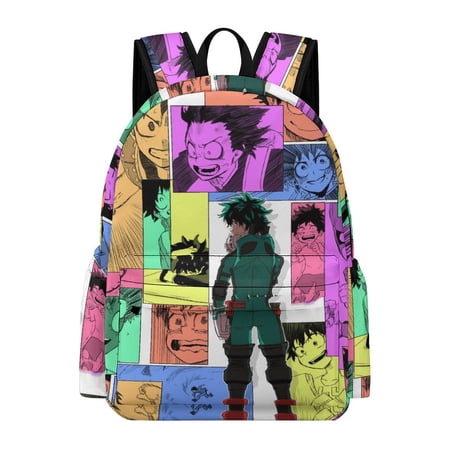 My Hero Academia Adjustable School Bag Laptop Backpack Daypack Student Satchel Bookbag Half Printed Rucksack Travel Bag For Kids And Adult