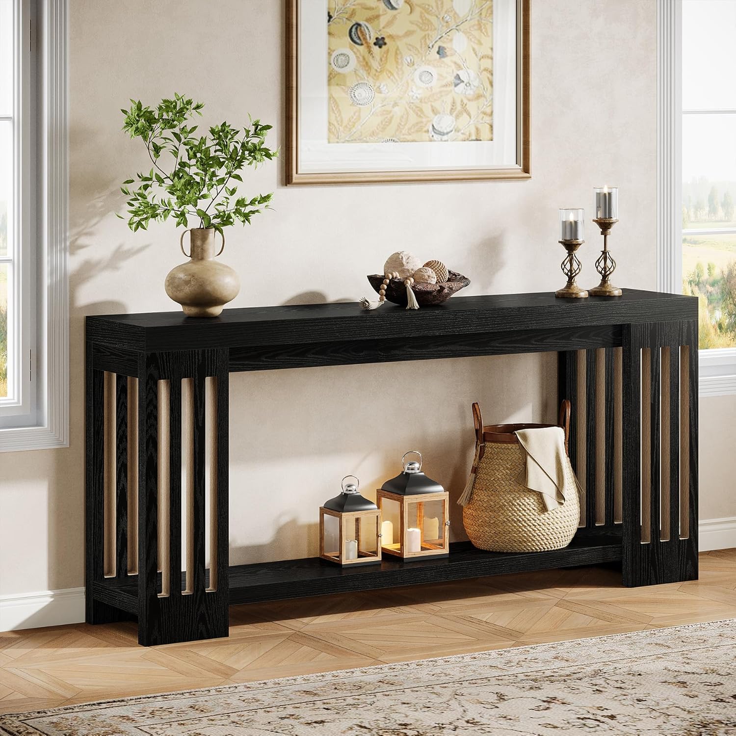 Tribesigns 70.9-Inch Extra Long Entryway Table, Farmhouse Sofa Console Table with Vertical Stripe Legs for Living Room, Hallway