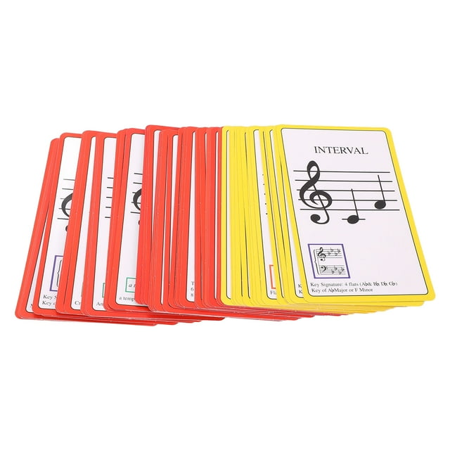 Music Flash Cards, 50 Pcs Piano Note Flash Cards Double Sided Laminated Card for Study