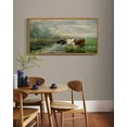 thumbnail image 2 of Drsoum 20x40in Natural Framed Vintage Landscape Large Canvas Wall Art Cow Farm Classic Wall Prints Modern Farmhouse Bathroom Office Decor, 2 of 6