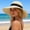 White, variant on Women's Wide Brim Beach Sun Hat With Bow Decor UV Protection Foldable Breathable Lightweight Stylish Summer Hat For Travel Vacation Outdoor Activities Beige One Size