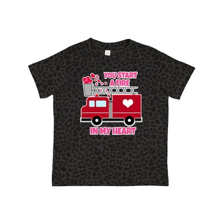 

Inktastic Valentine Fire Truck White and Pink Hearts Gift Toddler Boy or Toddler Girl T-Shirt
