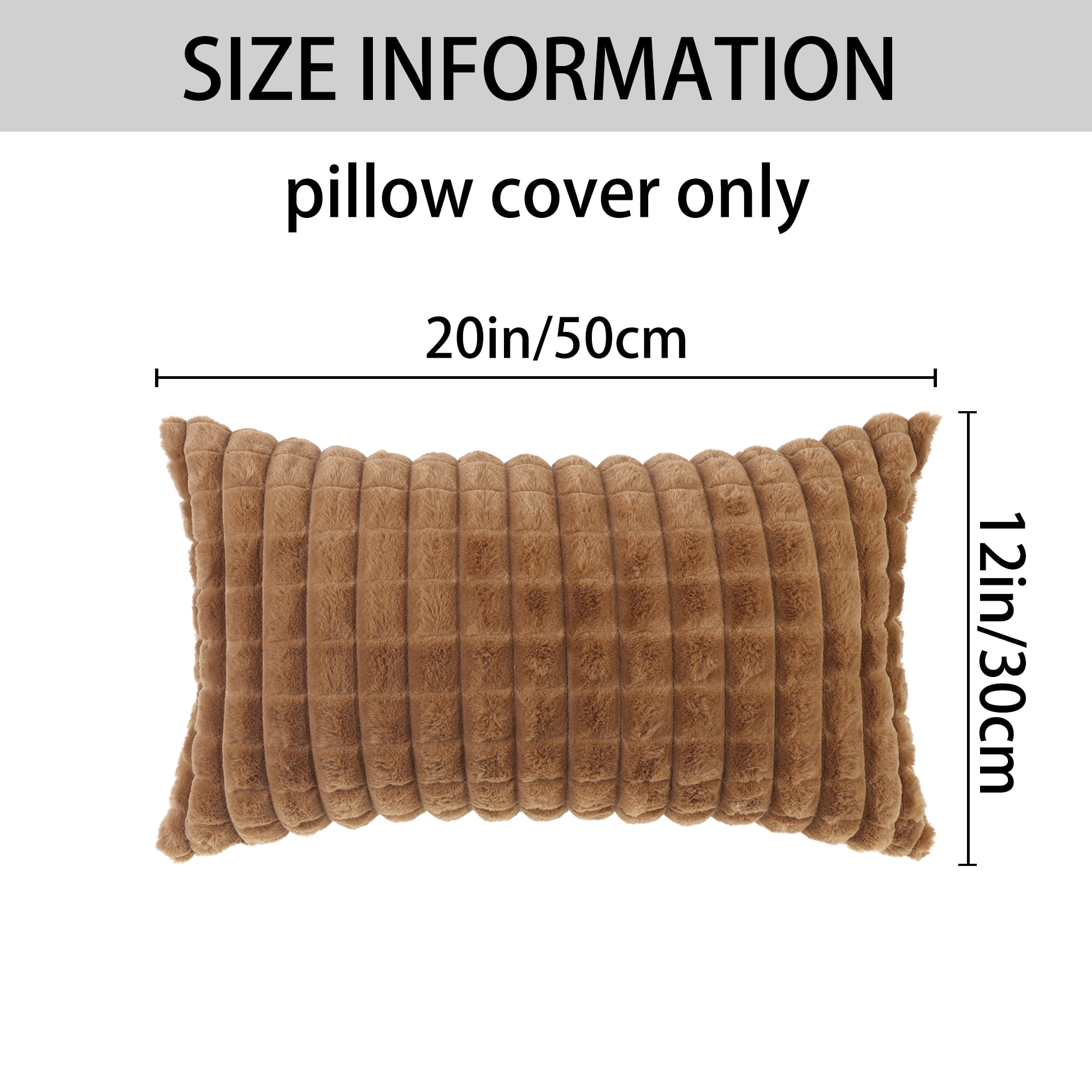 Unique Bargains 4 Pcs Checkered Faux Fur Plush Throw Pillow Covers Home Decor Pillowcases Brown 12" x 20"
