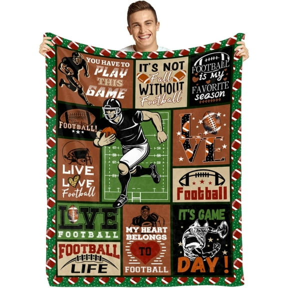 Football Gifts for Boys Men Football Lover Gifts, Football Throw Blanket 50" x 60" Graduation Gift, Blanket for Football Player,Adult Coach Gifts for Men,Teenage Boys Football Gift