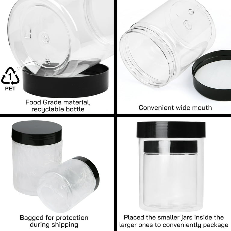 ZMYBCPACK 12 Pack 16 Oz Clear Plastic Mason Jars With Seal Lids
