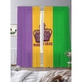 thumbnail image 3 of Mardi Gras Sheer Curtains 2 Panels Set Carnival Crown Purple Gold Green Sheer Window Curtains Light Filtering Rod Pocket Voile Drapes for Bedroom Living Room 52"X84", 3 of 8