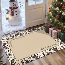 2x3 Entryway Rug Bathroom Rugs for Front Door Bedroom Kitchen, Washable Vintage Print Carpet, Floor Mat with Non Slip Backing