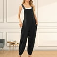 thumbnail image 2 of EHQJNJ Womens Romper Pantsuit Sleeveless Overalls Jumpsuit Casual Solid Summer Bib Pants Bottons Jumpsuit Romper with Button Pockets Black Rompers for Women Long Sleeve Shorts, 2 of 6