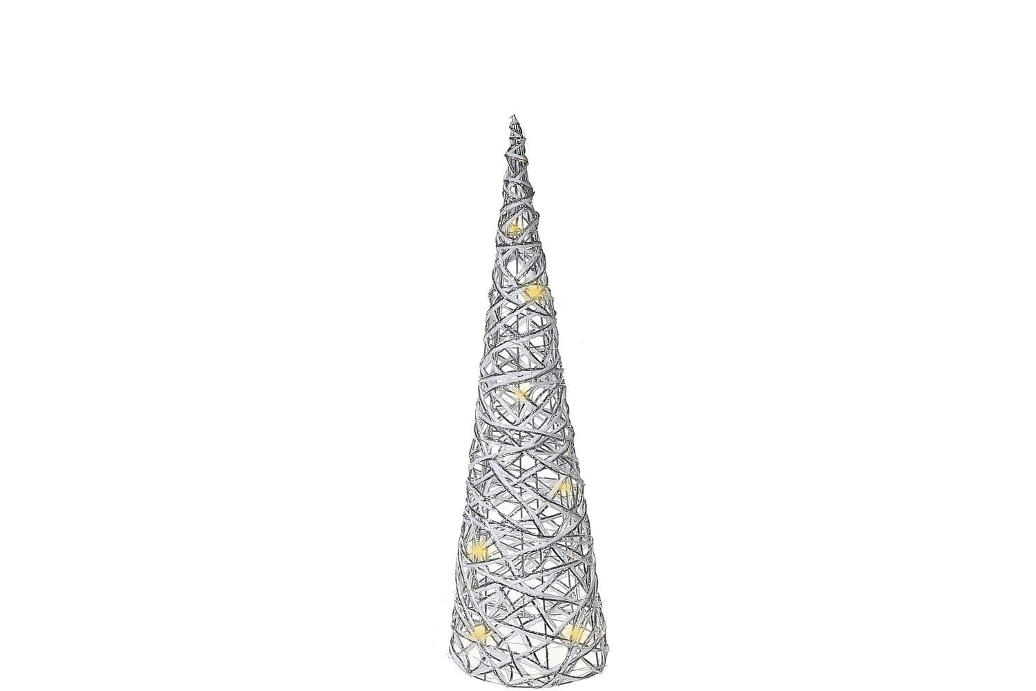 Led White and Silver Paper Cone Tree Small 15.75"