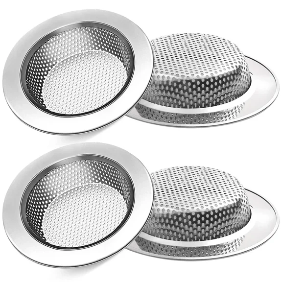 4Pcs 4.5" Kitchen Bathroom Sink Strainer Stainless Steel Filter Drain Strainer