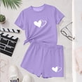 thumbnail image 5 of CYRBOKO Girls Outfit Sets, Bretchable Short Sleeve Elastic Waist Casual Kids' Activewear Sets Purple Size 5-6 T, 5 of 5