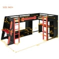 thumbnail image 3 of Harper & Bright Designs L-Shaped Gaming Loft Bed with Desks, Double Twin Loft Beds with LED Lights, USB Ports, Storage Bookshelves, Wood Corner Loft Bed for 2, Red, 3 of 18