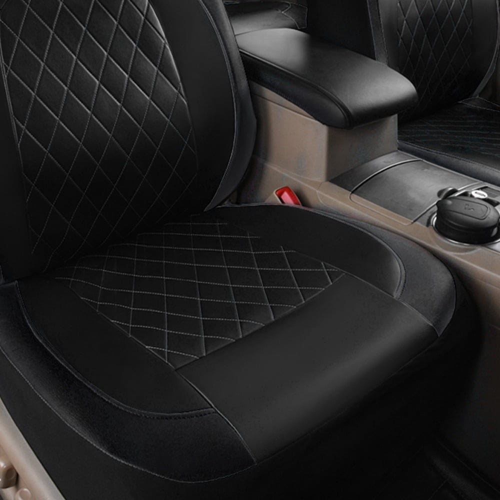 5 Seats Car Seat Cover, PU Leather Universal Seat Cover,Split Bench Compatible,Universal Fit for Auto Trucks Van SUV,Black