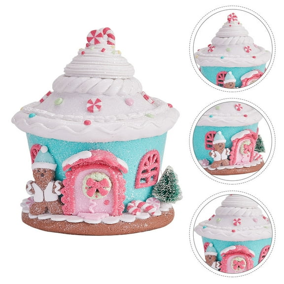TABLZONE Festive Light Up Gingerbread Castle Resin Holiday Table Decor