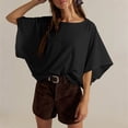 thumbnail image 7 of Czanzd Women's Oversized Cotton Short Sleeve T Shirt,Black,L, 7 of 7