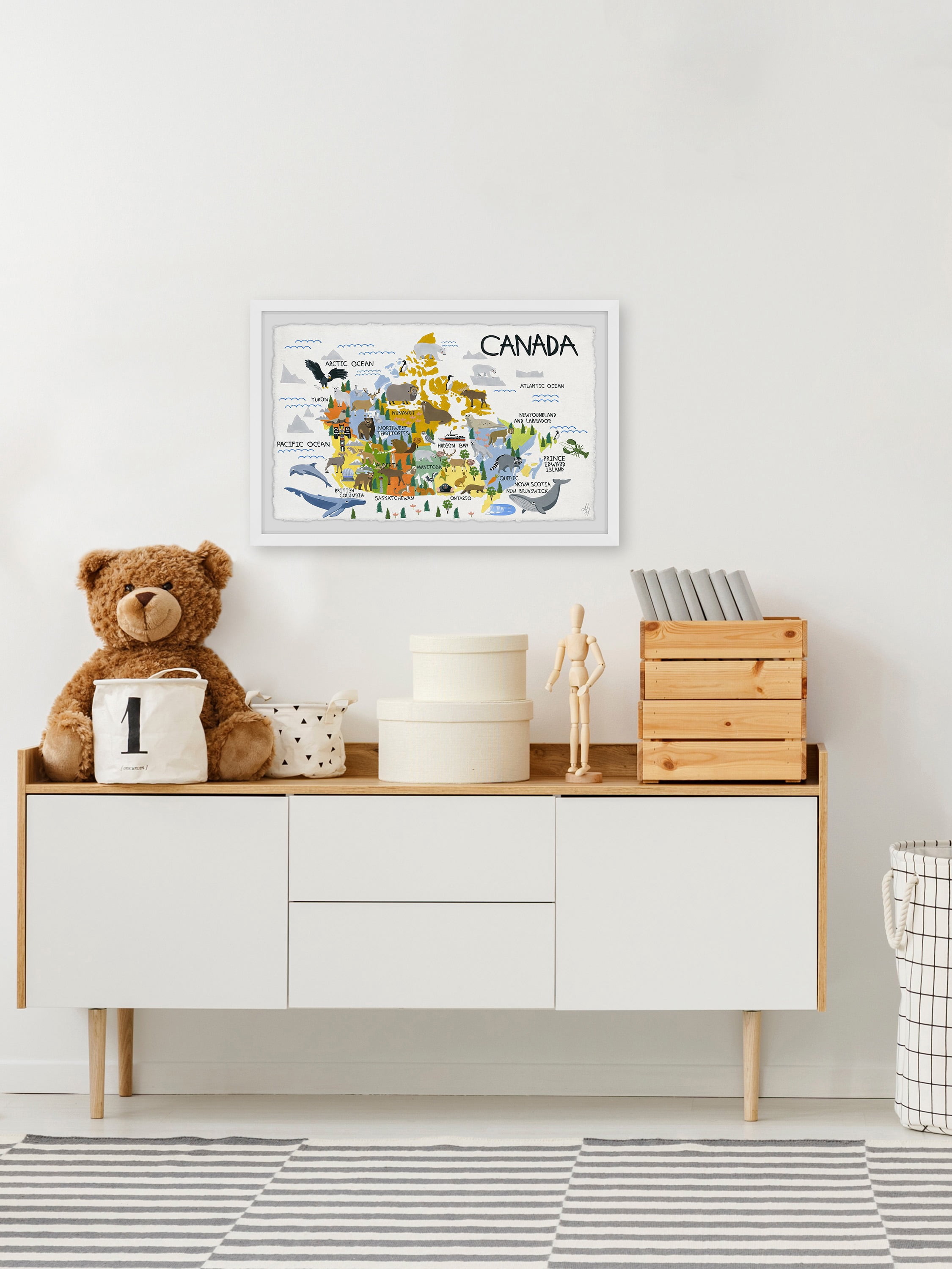 Marmont Hill Yellow Canadian Map Framed Wall Art