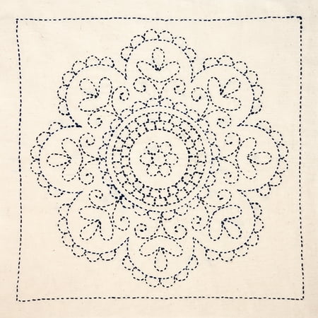UPC: 0846550016227 | Sashiko World Hungary Stamped Embroidery Kit-Rose Medallion