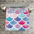 thumbnail image 3 of Ambesonne Fish Scale Quilted Bedspread Set 3 Pcs, Pastel Mermaid Pattern, King Size, Multicolor, 3 of 3