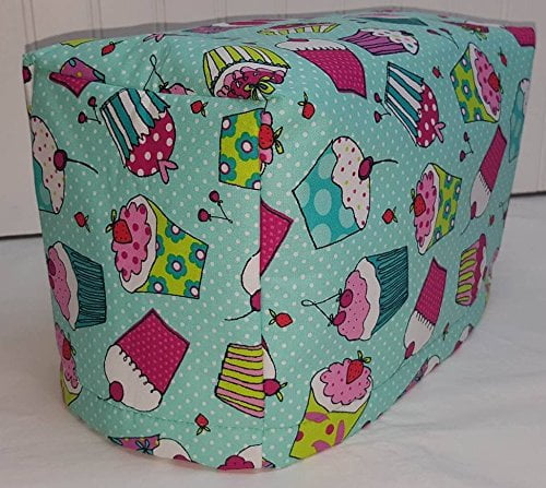 Pink Cupcake Squares Quilted Fabric 2-Slice or 4-Slice Toaster Cover NEW 