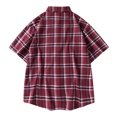 thumbnail image 7 of Mens Big & Tall Plaid Shirt, Short Sleeve Shirts for Men Summer Lightweight Casual Printed Button Down Lapel T-Shirts S-3XL, 7 of 7